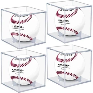 Baseball Vitrine 4er Pack, UV-geschützter quadratischer Baseballhalter aus Acryl, transparent - Bild 1 von 6