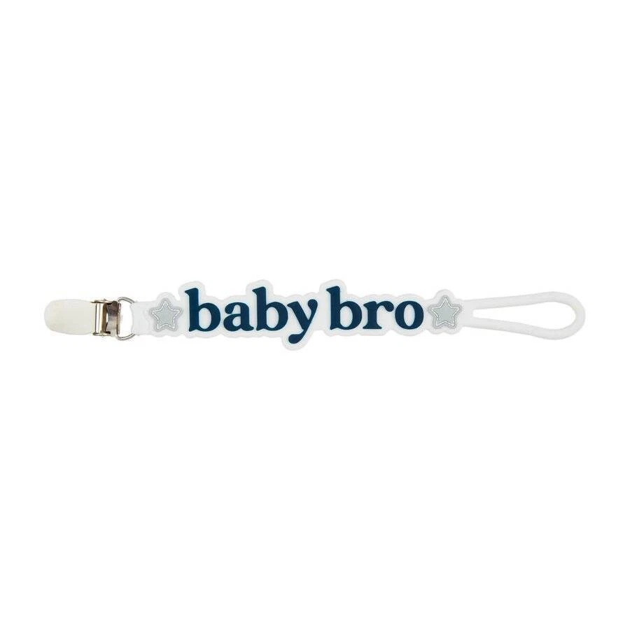 Mud Pie Baby Bro Blue Silicone Pacy Strap Pacifier Clip - Image 1 of 1