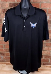 Adidas Mens Size XL Pure Motion Charlotte Hornets Black Golf Polo Shirt - Picture 1 of 4