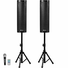 2000W Set of 2 Bi-Amplified Bluetooth Speakers PA System W/ 3-Channel & Stands