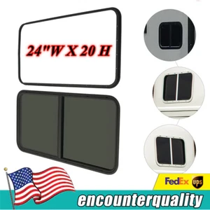 RV Window Set Black High Privacy W/Mounting Trim Rings Alum Alloy 24"W X 20"H - Foto 1 di 21