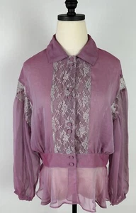 Blusa de Encaje Transparente VICTORIAS SECRET M IRIDISCENTE PEPLUM CAMPESINO NUEVA CON ETIQUETAS De Colección Años 90 - Imagen 1 de 15