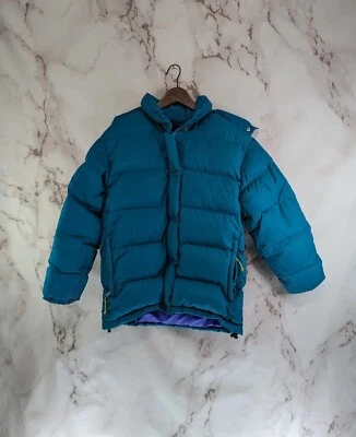 Abrigo de plumón REI para mujer grande verde azulado púrpura ganso chaqueta acolchada de colección años 80 90 EE. UU. 10 Foto 1 de 4