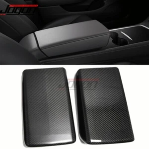 Real Carbon Console Armrest Box Cover For Tesla Model 3 Y 2017 2018 2019 2020-21 - Picture 1 of 10