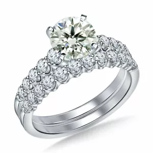 3.17 Ct Vvs1 White Real Moissanite Diamond Round Bridal 925 Silver Ring Size 7 - Picture 1 of 3