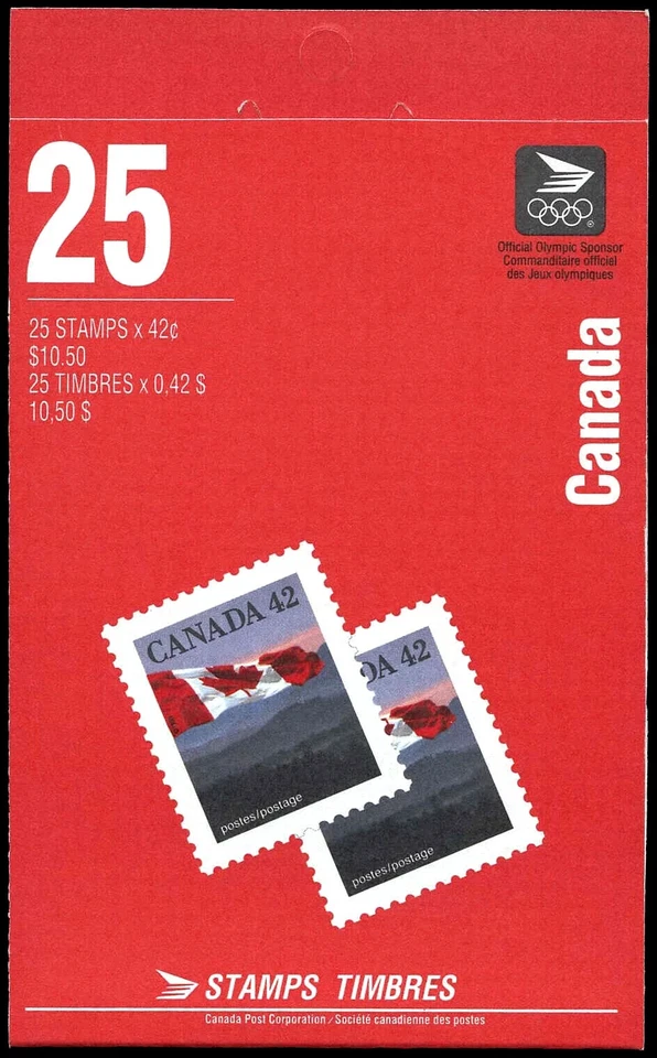Canada - BK138a - Flag over Hills - 1991 - Complete Booklet - Glued Flap - Image 1 of 1