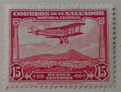 Sello de correo aéreo de El Salvador, 1930, sc#C11, como nuevo, VLH, OG Foto 1 de 2