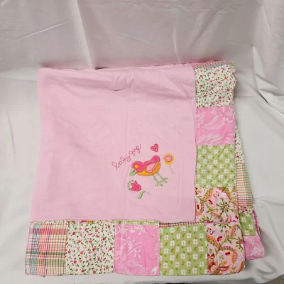 Manta de algodón vintage 2001 Baby Gap rosa pájaro retazos niña alfombra de juego edredón Foto 1 de 4