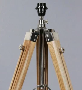 Royal Premium Style Wooden Tripod Stand Floor Lamp Home Decor Without Shade - Picture 1 of 5