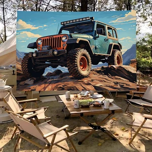 Vintage Geländewagen Wandteppich Wandtafel hängende Flagge Banner Outdoor Deko 2 - Bild 1 von 2