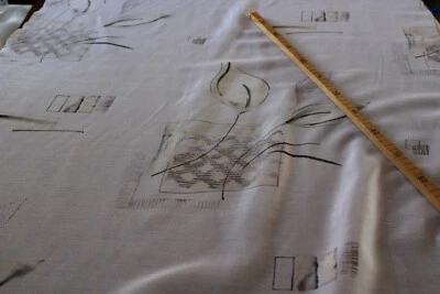 weißer Dekostoff mit modernem Muster Vorhangstoff Gardinenstoff Meterware  - Bild 1 von 4