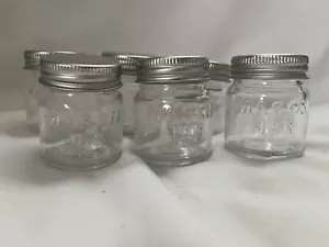 6 Small Embossed MASON Jar with Screw on Cap 2 1/4" Tall 2" Diameter - Picture 1 of 5