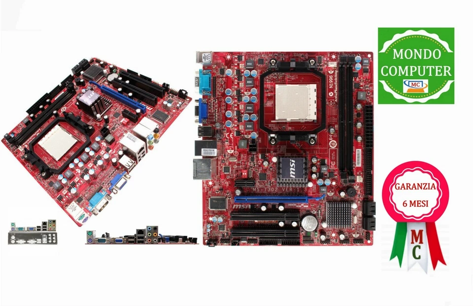 SCHEDA MADRE AM2 MSI MS-7302 +CPU AMD DUAL CORE + DISSIPATORE + 4 GB RAM - Immagine 1 di 1