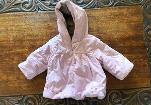 Catimini Baby Size 9 M / 71 cm Pink Embroidered Faux Fur Hooded Coat Bunny - Picture 1 of 10