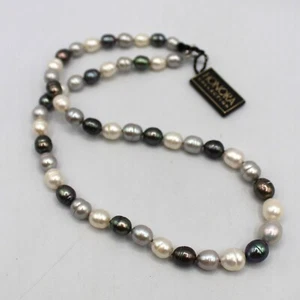 Honora Collection Gray White & Silver baroque Pearl Necklace 925 Silver 18" - Picture 1 of 4