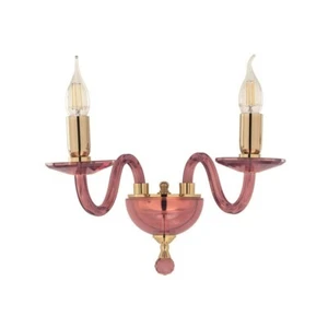 Classic Wall Sconce with Crystal and Red Burgundy Glass - Picture 1 of 1