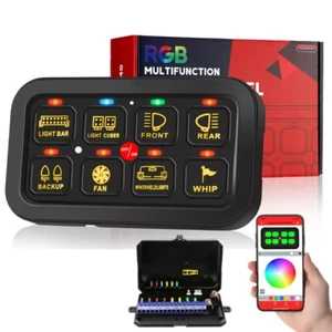 RGB 8 Gang Switch Panel Relay Control Box For Car Boat Marine Truck LED Light - Picture 1 of 10