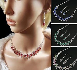 Diamante and Rhinestone Necklace and Earrings - Picture 1 of 17