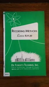 Vintage De Forest's Training Inc Lesson RJA-20 Recording Methods - Picture 1 of 6