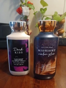 New Bath & Body Works Midnight Amber Glow & Midnight Kiss Body Lotion 8 oz (3) - Picture 1 of 8