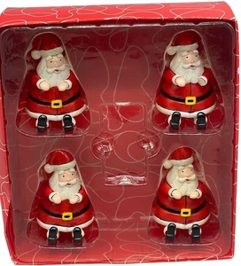 Silvesti Weihnachtsmann Figur Weihnachten 4er Set Regal Sitzer rot weiß 3x2" LESEN - Bild 1 von 7