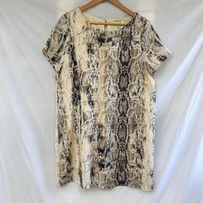 She + Sky Dress Size Large Snake Print Shift Short Sleeve Animal Print Lined EUC - Image 1 of 4