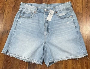 AE American Eagle Women's Size 8 Highest Rise Baggy Short Light Wash Cotton - Picture 1 of 5