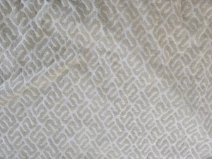 Beige Velveteen Burn-out Geometric Upholstery Fabric 1-piece 48"W X 2 Yd+ L - Picture 1 of 6