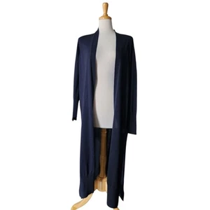 DKNY Blue Shawl Open Front Wool Blend Cardigan Women's M/L Preppy Boho - Picture 1 of 13