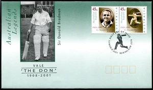 Australia 2001 45c Vale 'The Don'  Bradman Joined Pair FDC - Picture 1 of 1
