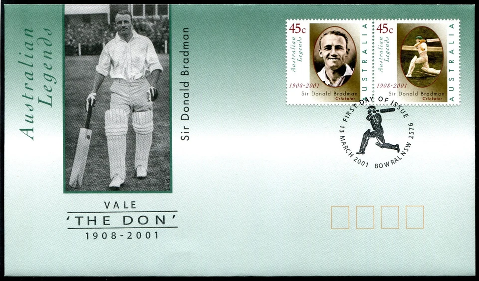 Australia 2001 45c Vale 'The Don'  Bradman Joined Pair FDC - Image 1 of 1