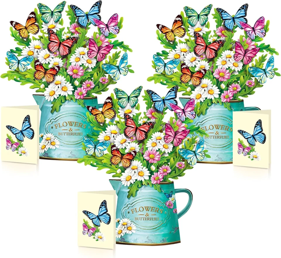 Pop up Flower Cards, 3 Packs, Daisies and Butterflies,12Inch Forever Flower Bouq - Image 1 of 4