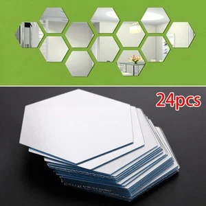 Wall Stickers Plastic 46*40*23mm 3D Hexagon Wall Sticker Art Tile Decal - Picture 1 of 12