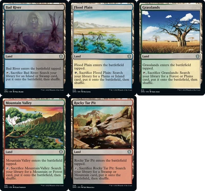 EDH FETCH LAND Set of 5 ~mtg BAD RIVER Flood Plain Grasslands Mountain Valley + - Image 1 of 4
