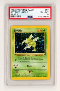 2000 Pokemon Game Base Set 2 II SCYTHER Rare HOLO #17/130 - GRADED PSA 8 - Picture 1 of 2