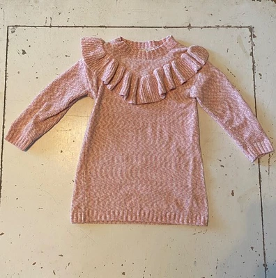 Jessica Simpson Pink  Little Girl's Sweater Dress Ruffle Size 4T - Image 1 of 4