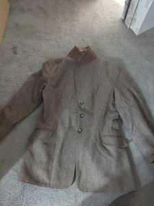 Harry Hall Vintage Dressage Equestrian Wool Blazer Jacket Brown Tweed, - Picture 1 of 4