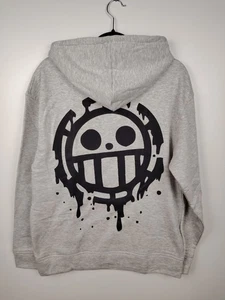 Beidseitig bedruckt One Piece Trafaga D. Law Piraten flagge Herren Hoodie Grau L - Picture 1 of 6