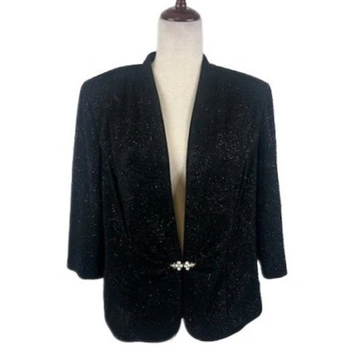Alex Evenings Women's Black Tie Crystal Accents Evening Blazer Jacket Size XXL - Image 1 of 4