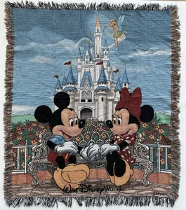 Walt Disney World Wohndecke Mickey Minnie gewebter Wandteppich Schloss 56x48 *LESEN* - Bild 1 von 5