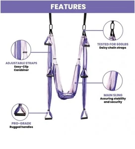 YB YOGA BODY Practice is Everything Yoga Swing Trapeze - Purple New Sealed - Picture 1 of 5