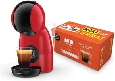 MACCHINA PICCOLO XS ROSSA + 60 CAPSULE Nescafè DOLCE GUSTO CAFFE LUNGO ARABICO - Immagine 1 di 4
