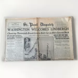 NEWSPAPER: June 11, 1927 - Charles Lindbergh returns from Trans-Atlantic Flight - Picture 1 of 6