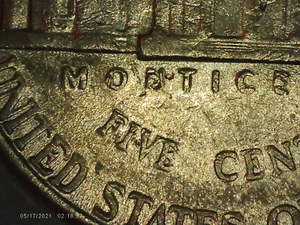 1998-D Jefferson Nickel Doubled Die Reverse DDR Die chip on Monticello P5F5 - Picture 1 of 8