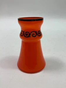 Loetz Tango Style Orange Glass Vase With Black Detailing - Czech Bohemian Retro - Picture 1 of 21