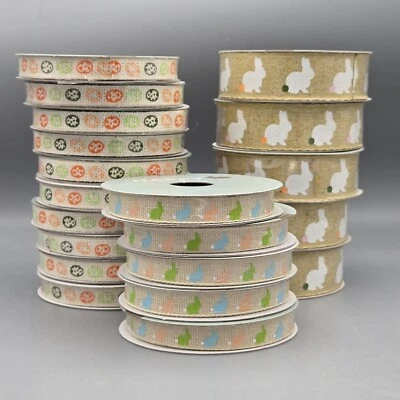 Place & Time Easter Ribbon Lot 15 - 3/8" & 5 - 7/8" Burlap Style Ribbon - Image 1 of 4
