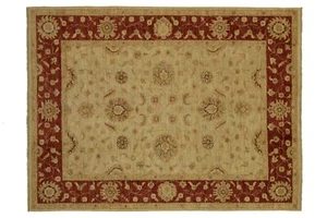 Afghan Chobi Ziegler Teppich Handgeknüpft 150x200 Beige Blumenmuster Wolle - Picture 1 of 8