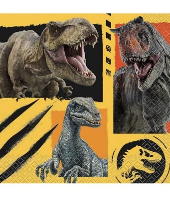 Servilletas Jurassic World 16ct, 2 capas, 12,75”x 12,75” 🦖 Dinosaurio/Cumpleaños/Fiesta Foto 1 de 4