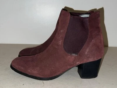 BOTINES LAURA ASHLEY DAMAS BORGOÑA GAMUZA PULL ON BLOCK UK 6 EUR 39 BT052 Foto 1 de 4