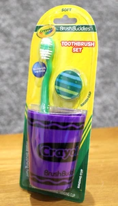 Crayola Crayon Brush Buddies Toothbrush Rinse Cup Brush Cap Kids Childrens Soft - Picture 1 of 3